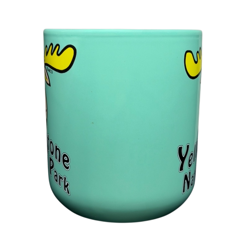 Yellowstone National Park Moose Mug MICO in mint green with playful moose design