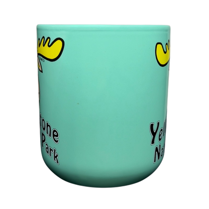 Yellowstone National Park Moose Mug MICO in mint green with playful moose design
