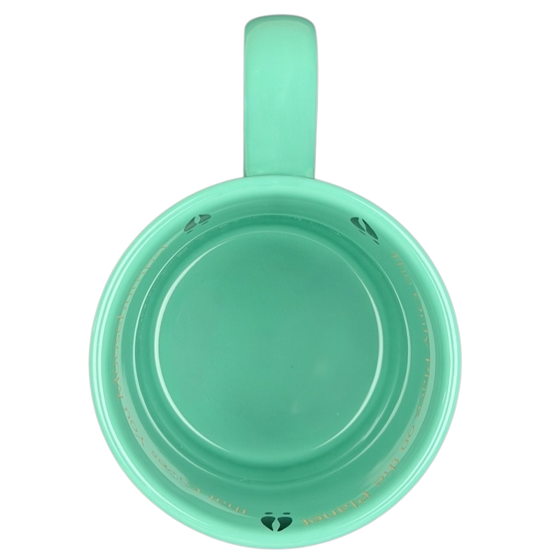 Top view of a turquoise Yellowstone National Park Moose Mug MICO featuring a sleek design