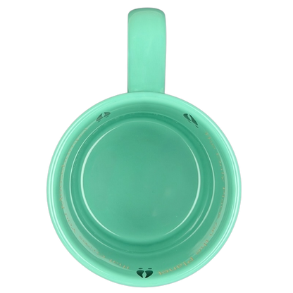 Top view of a turquoise Yellowstone National Park Moose Mug MICO featuring a sleek design