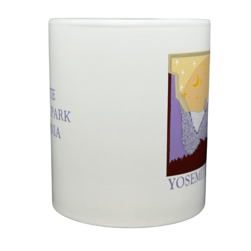 Yosemite Valley Mug featuring a scenic design of Yosemite National Park and starry night sky