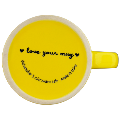 Bottom view of You Are My Sunshine collectible yellow mug with Love Your Mug branding
