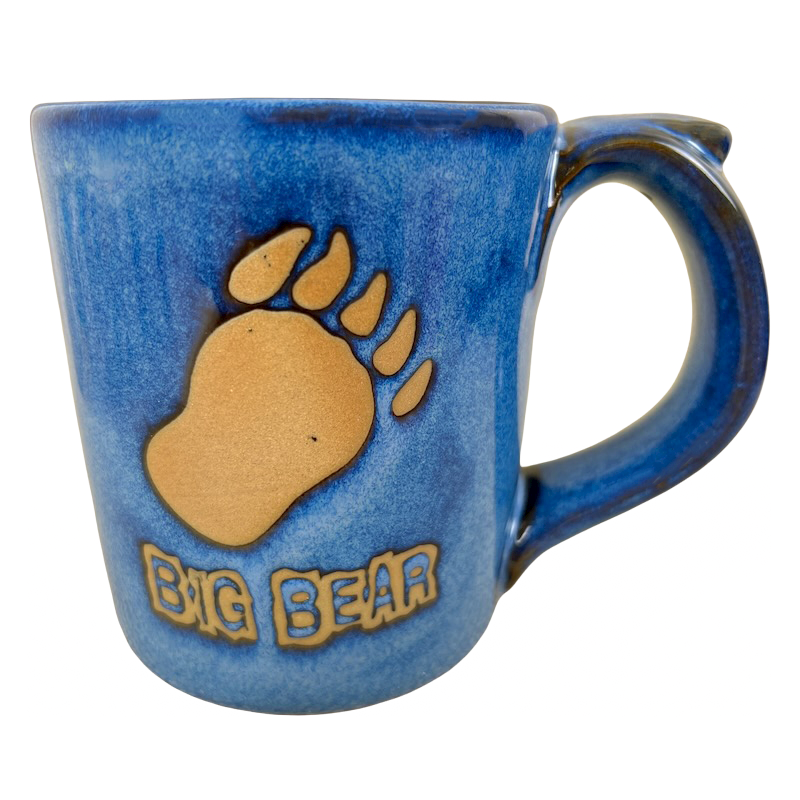 Big Bear Etched Bear Paw Pottery Thumb Rest Mug