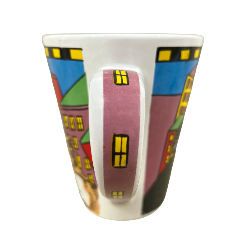 Catzilla Candace Reiter Designs Colorful Cats In Front Of Buildings Mug Henriksen Imports