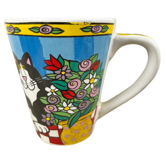 Catzilla Candace Reiter Designs Colorful Cats & Flowers Mug Henriksen Imports