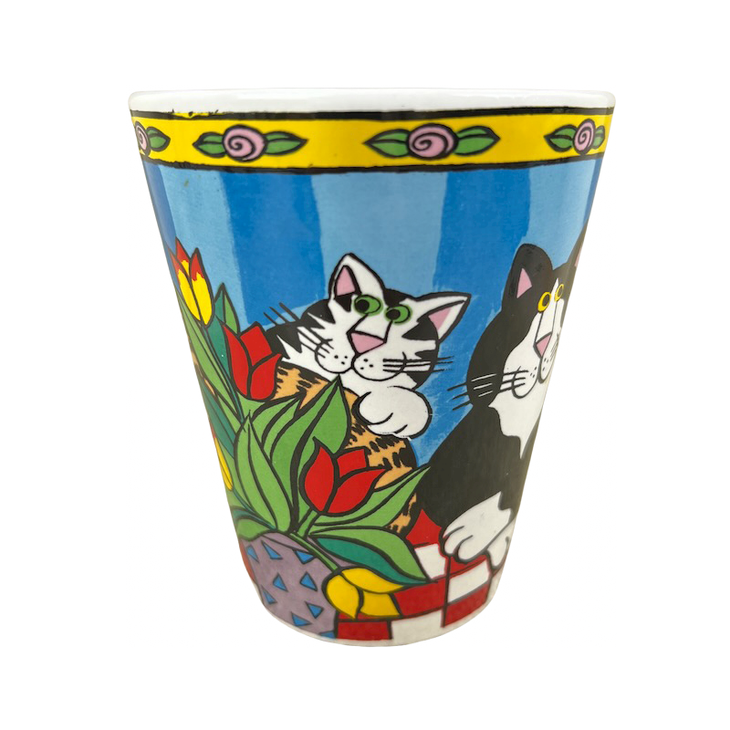 Catzilla Candace Reiter Designs Colorful Cats & Flowers Mug Henriksen Imports