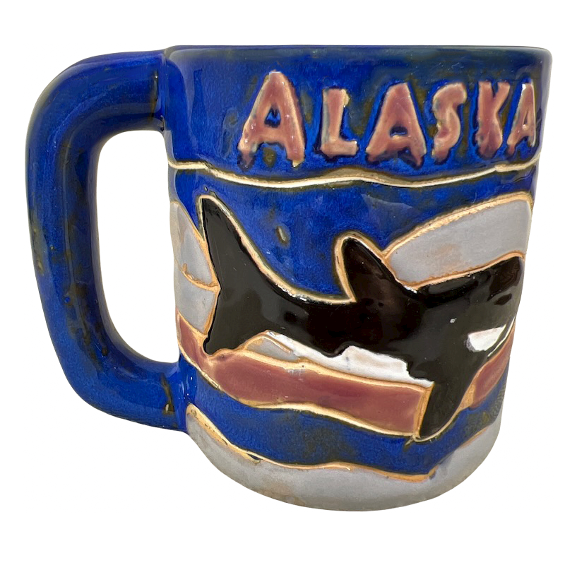Alaska Orca Killer Whale Embossed Pottery Style Mug