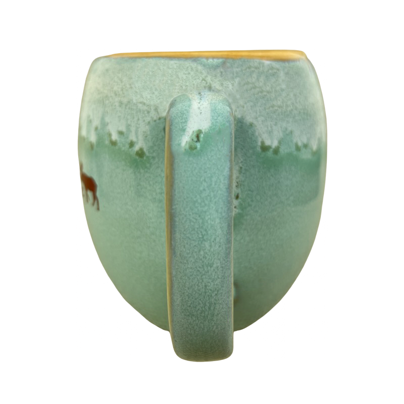 Yellowstone Moose Drip Glaze Green Barrel Mug
