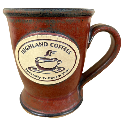 Highland Coffees Specialty Coffees & Teas Etched Mug Sunset Hill Stoneware