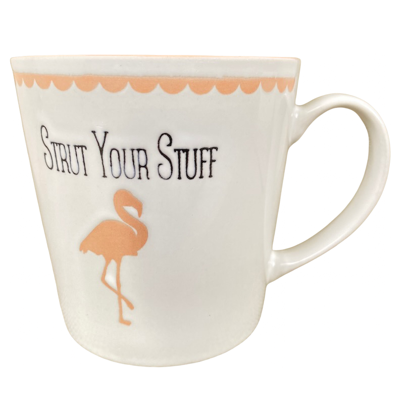 Strut Your Stuff Flamingo Etched Mug Pfaltzgraff