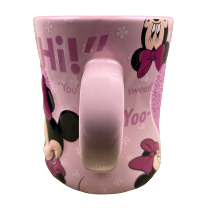 Minnie Mouse Pink Glitter Heart & Quotes Mug Disney Parks