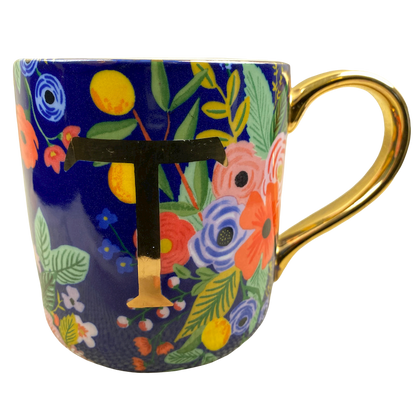 Letter "T" Monogram Initial Floral Mug Rifle Paper CO. For Anthropologie