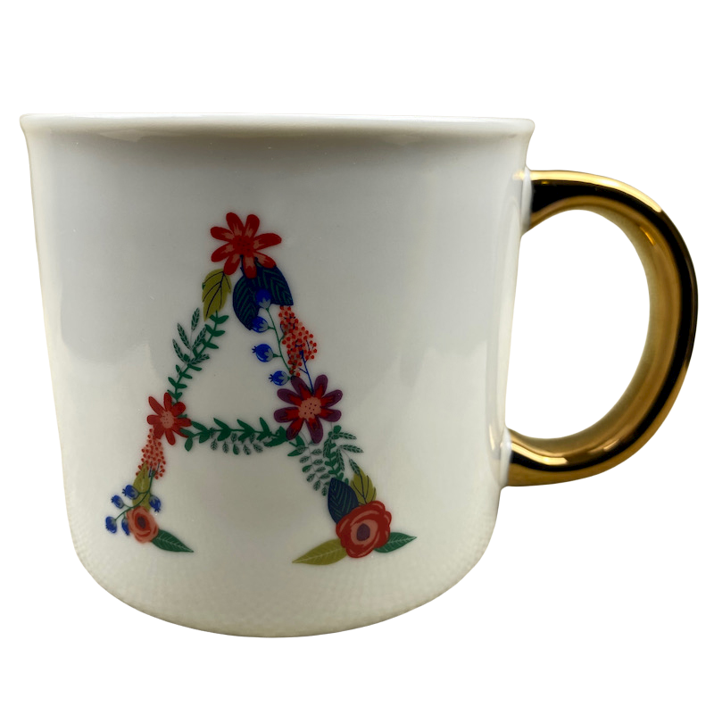 Letter "A" Floral Monogram Initial Mug Opal House NEW