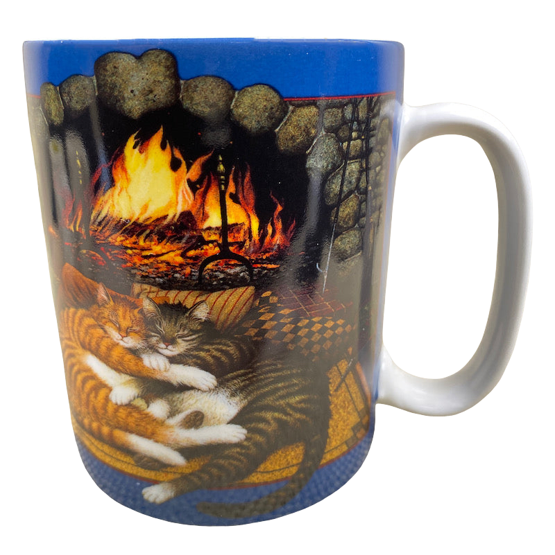 Hot Spot Cats In Front Of A Fireplace Charles Wysocki Mug Amcal