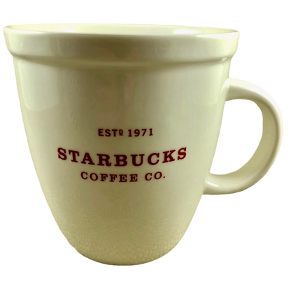 Holiday 2007 ESTD 1971 Starbucks Coffee Co Abbey Large White With Red Lettering 18oz Mug