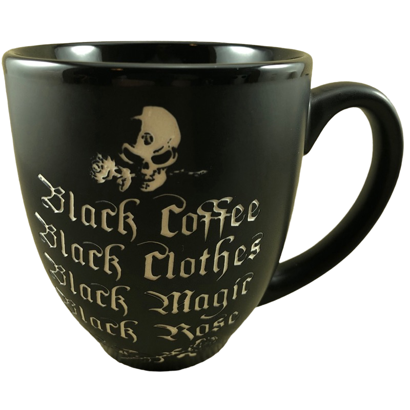 Black Coffee Black Clothes Black Magic Black Rose Etched Mug Alchemy England