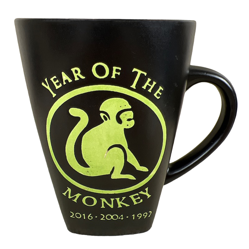 Year Of The Monkey Chinese Zodiac Tall Etched Square Bottom Green Interior Mug Fisher