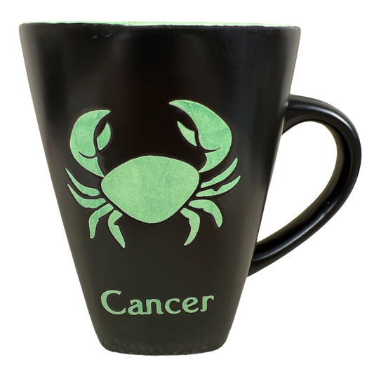Cancer Tall Zodiac Etched Square Bottom Green Interior Mug Fisher