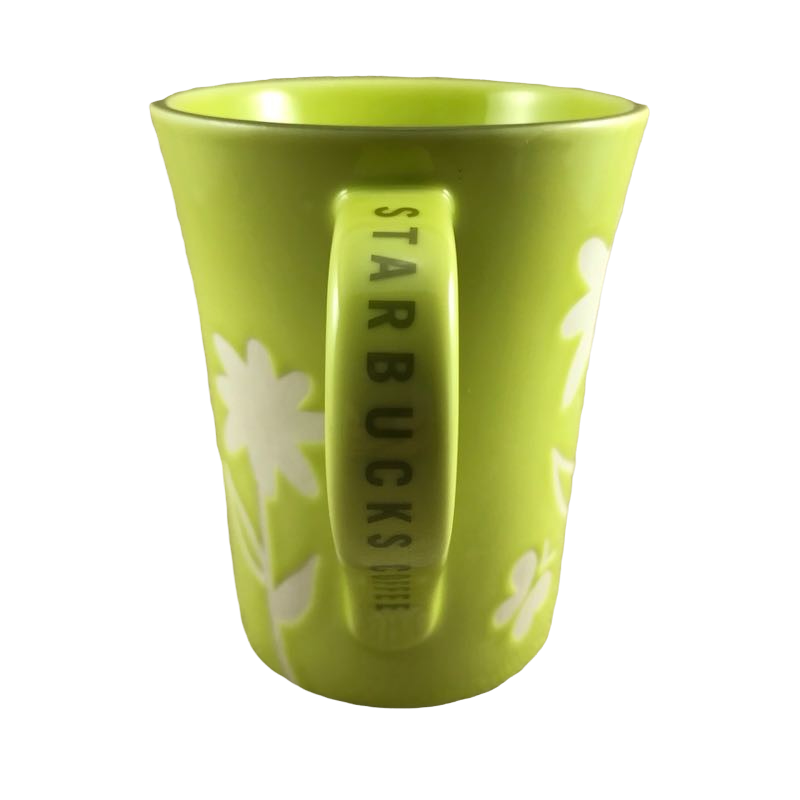 Starbucks Coffee Company Green Etched Glass Mug Made in U.S.A. 3 3/4 Tall