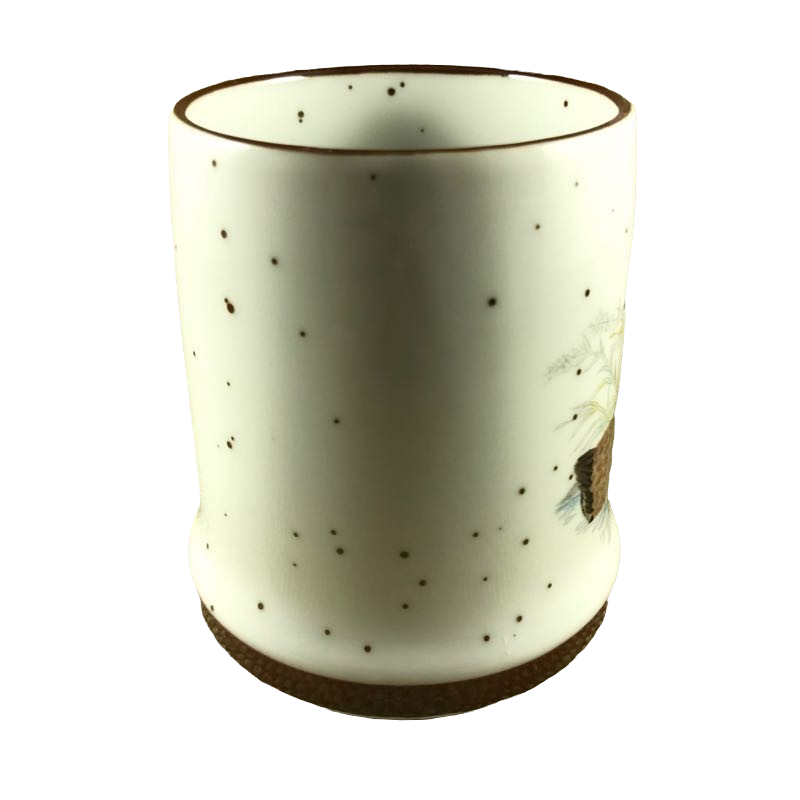 Speckled Geese With Brown Handle, Rim, And Bottom Band Mug