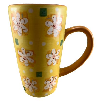 White Flowers In Yellow Background Floral 16oz Latte Mug Starbucks