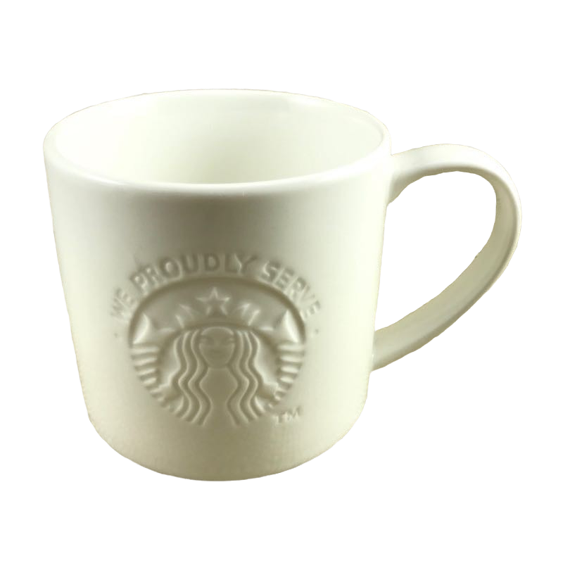 Etched Siren We Proudly Serve White 12oz Mug Starbucks
