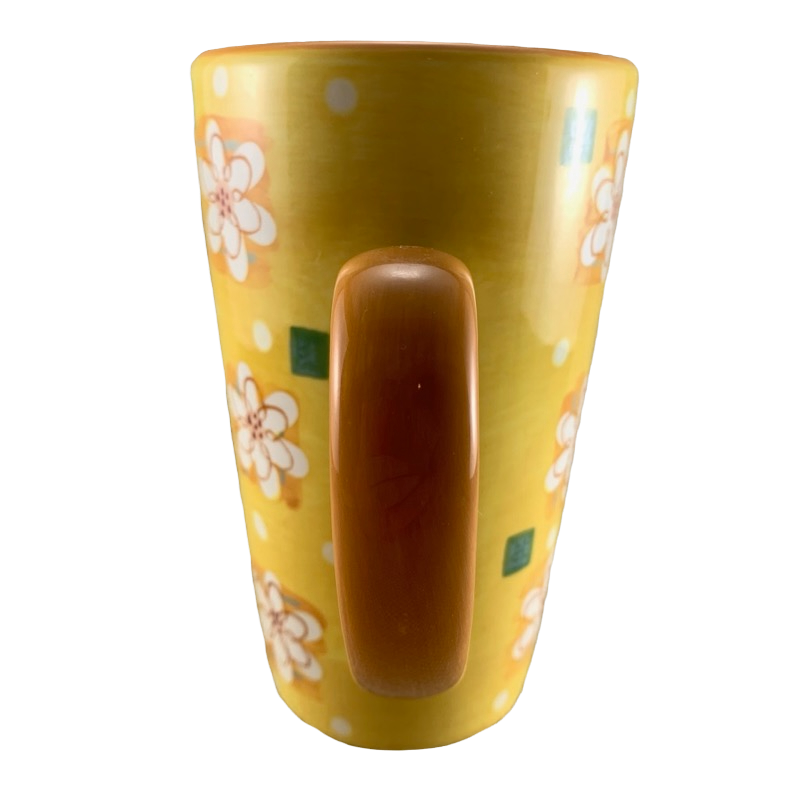 White Flowers In Yellow Background Floral 16oz Latte Mug Starbucks