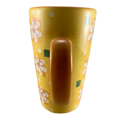 White Flowers In Yellow Background Floral 16oz Latte Mug Starbucks