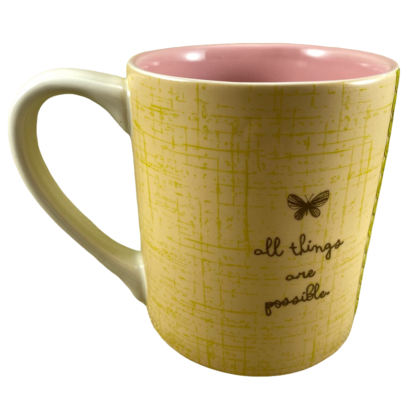 Believe In Possibilities All Things Are Possible Where The Heart Is Amylee Weeks Butterfly Mug Enesco NEW