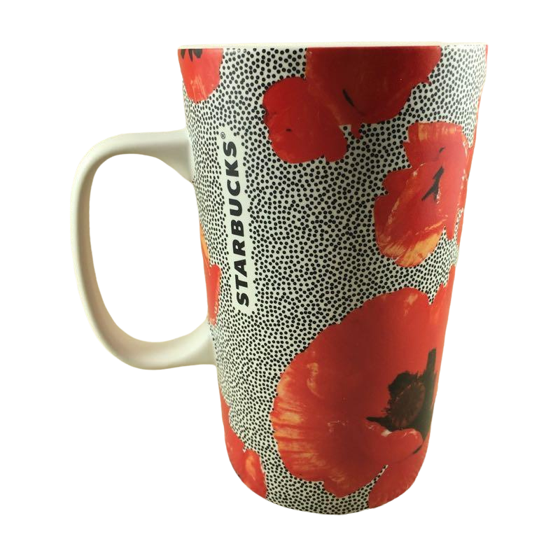 Dot Collection White Dot Red Poppy Flowers And Seeds 16oz Mug 2015 Starbucks