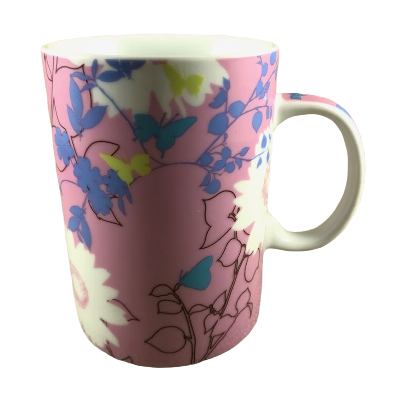 Spring Pink And White Lavender, Butterflies, And Birds 15oz Mug Starbucks