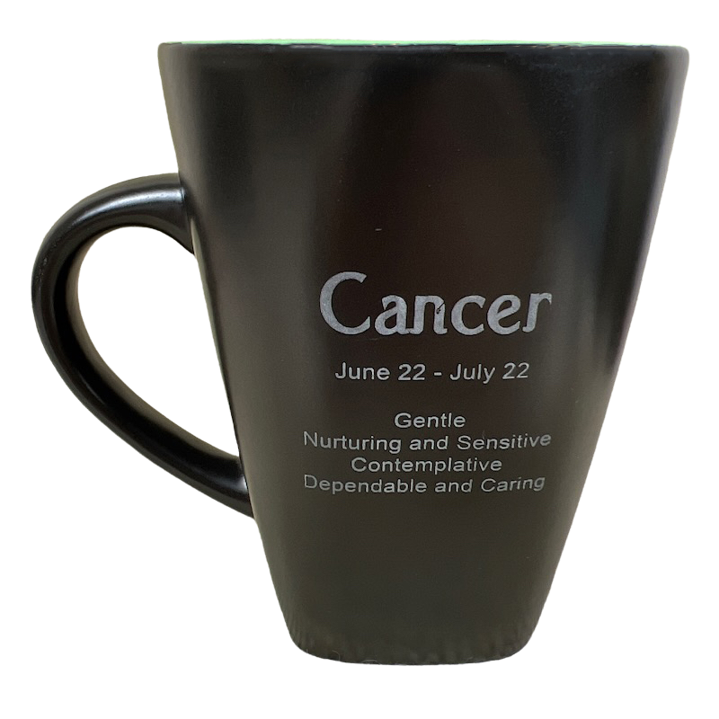 Cancer Tall Zodiac Etched Square Bottom Green Interior Mug Fisher
