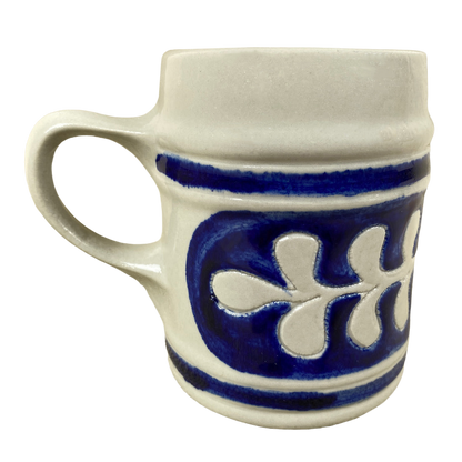 Cobalt Blue Salt Glazed Leaf Pottery Mug Williamsburg Pottery