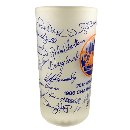 Vintage New York Mets 25th Anniversary 1986 Championship Series Glass Mug