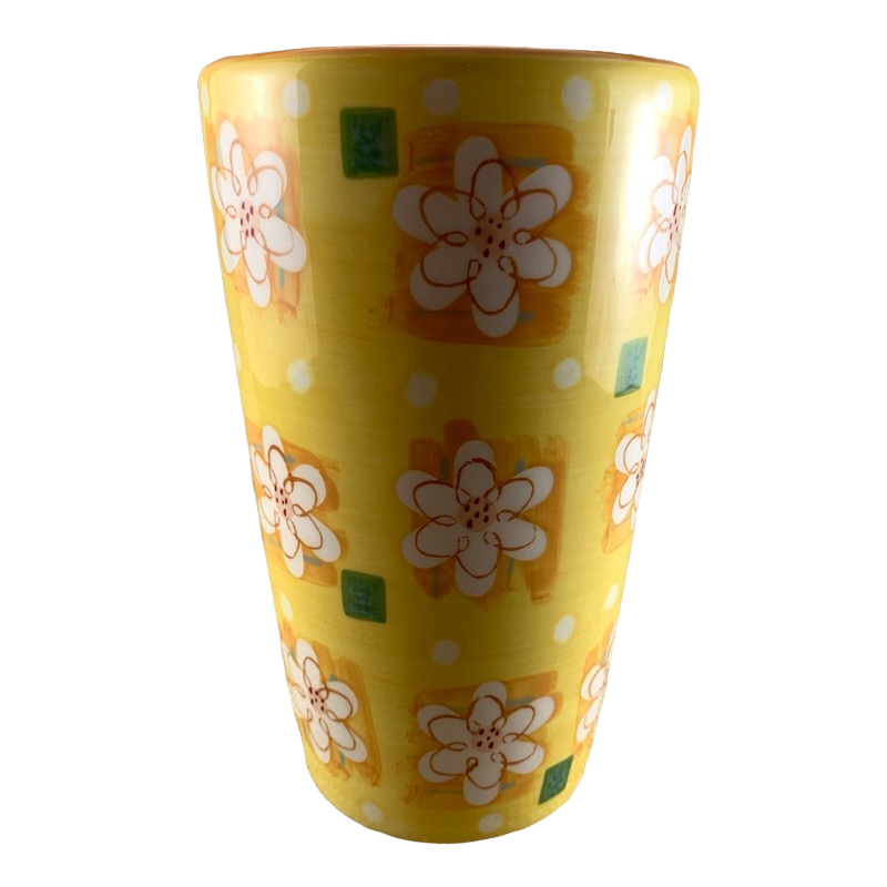 White Flowers In Yellow Background Floral 16oz Latte Mug Starbucks