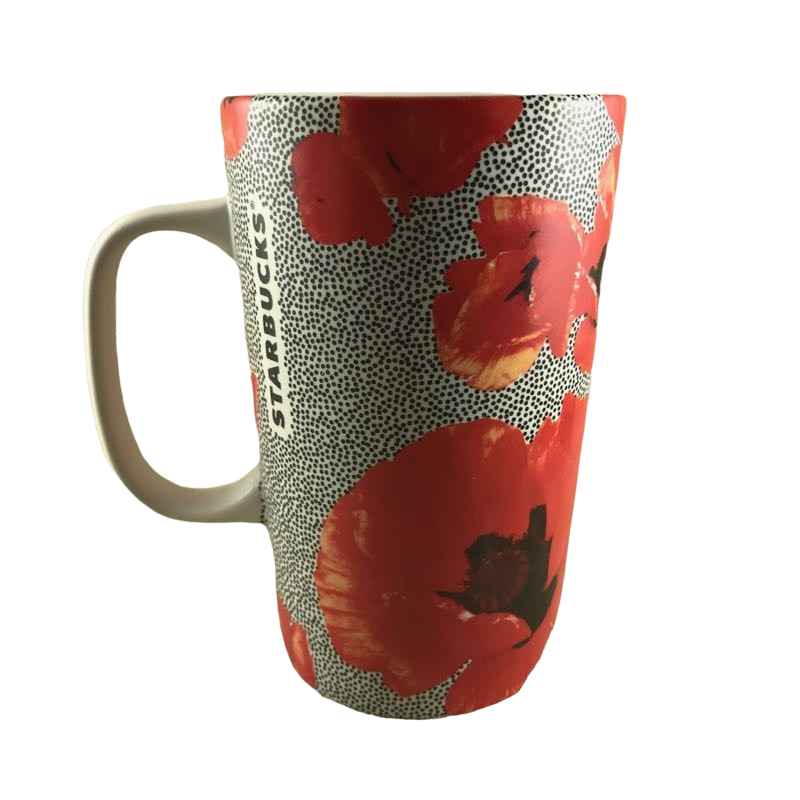 Dot Collection White Dot Red Poppy Flowers And Seeds 16oz Mug 2015 Starbucks