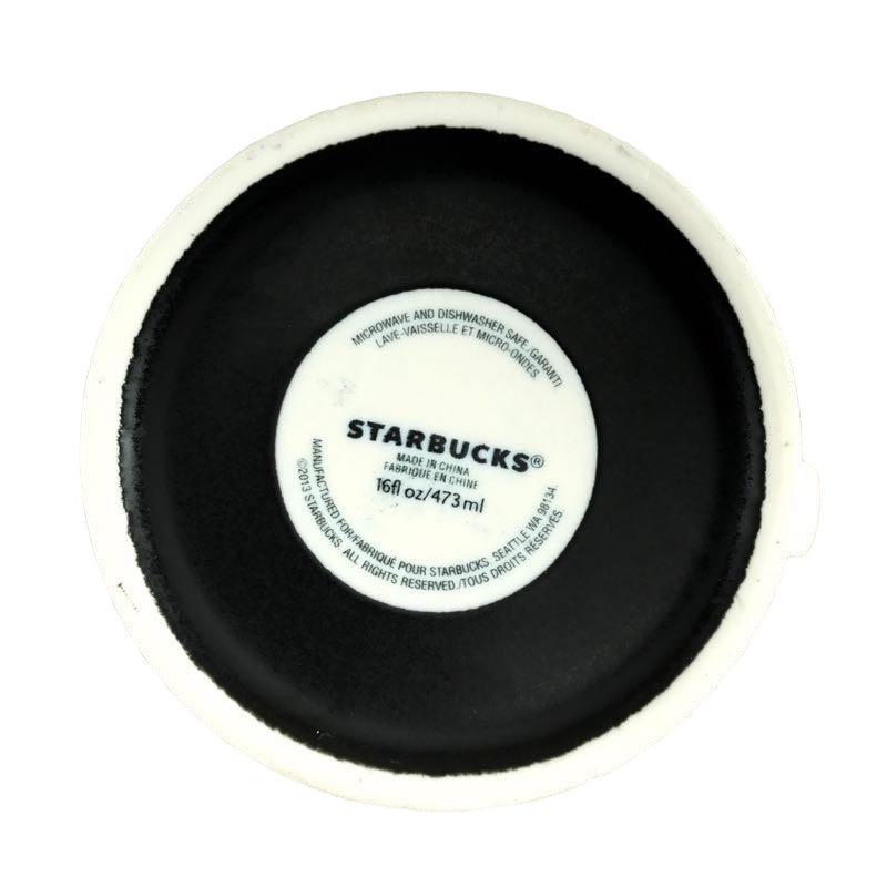 Two Tone Cream and Black Rectangular Handle Mug 2013 Starbucks