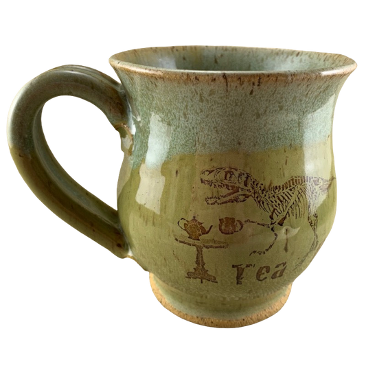 Tea Rex Tyrannosaurus Rex Skeleton Drip Glaze Speckled Pottery Mug