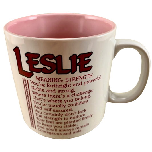 LESLIE Poetry Name Pink Interior Mug Papel