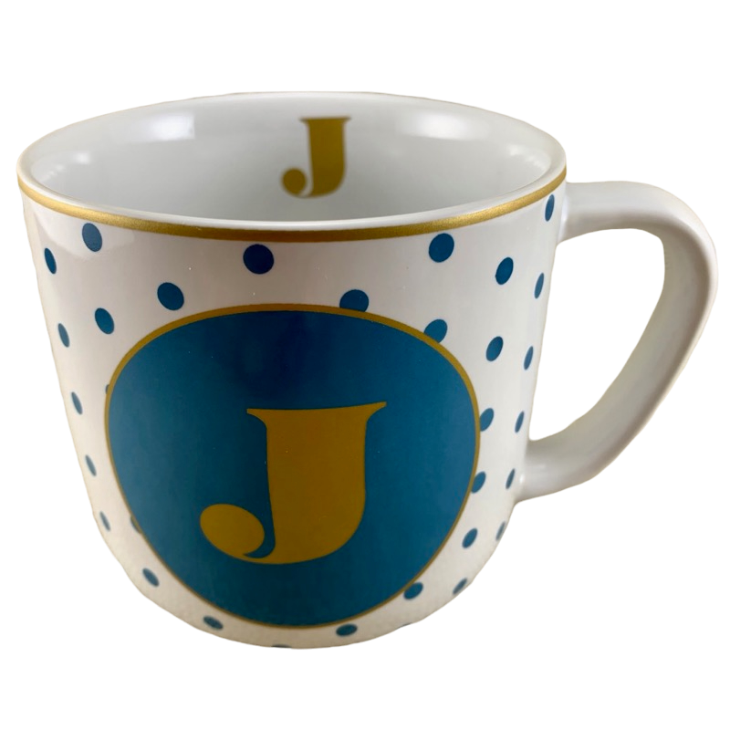 Blue Polka Dots Letter "J" Monogram Mug Target