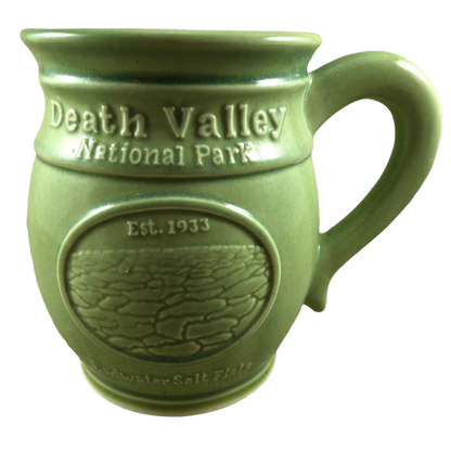 Death Valley National Park Badwater Salt Flats Embossed Green Mug