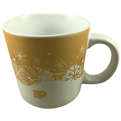 Peet's Coffee & Tea Gold And White Ornaments And Snowflakes 12oz Mug
