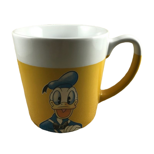 Large Yellow and White Happy Donald Duck Mug Disney Store