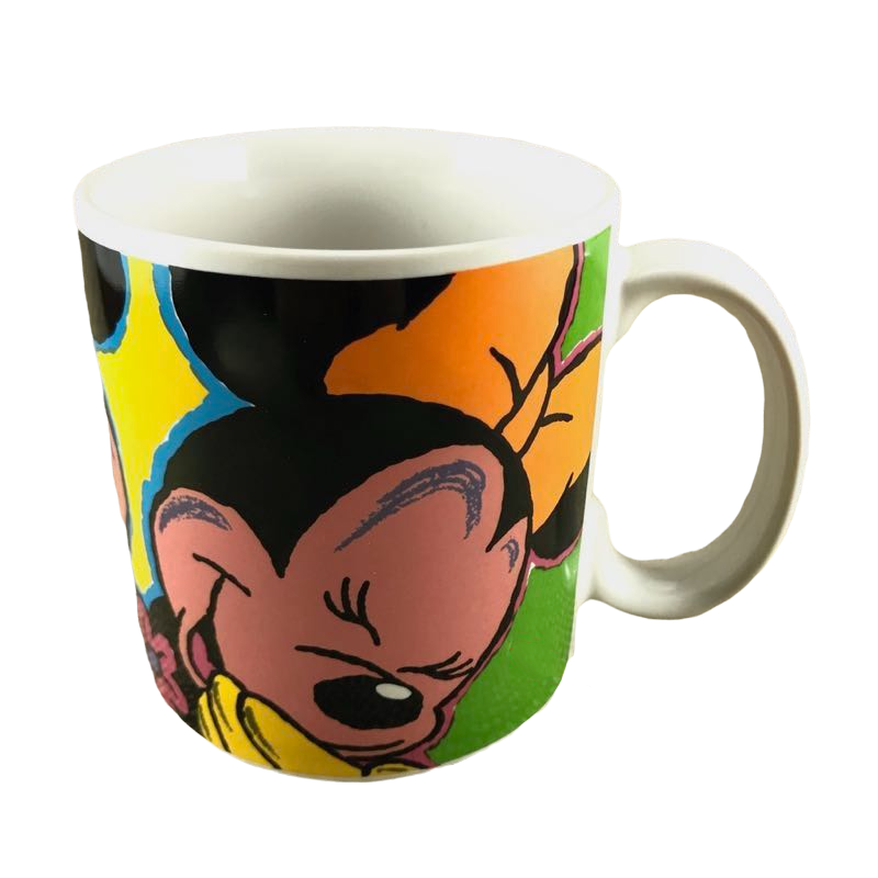 Mickey Mouse And Minnie Mouse Together Smiling With Two Flowers Mug Applause