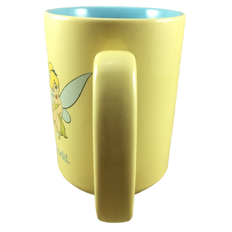 Tinker Bell Walt Disney World Yellow Mug Blue Interior Disney