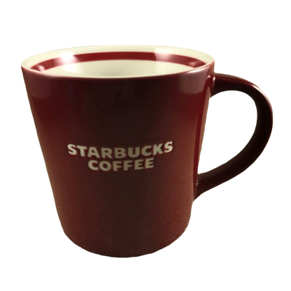 Starbucks Coffee New Bone China Etched Lettering With Red Stripe Inside Red 2010 Mug
