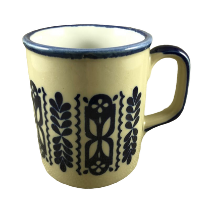 Vintage Blue And Beige Abstract Leaves And Flowers Mug