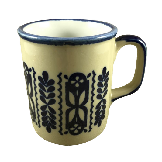 Vintage Blue And Beige Abstract Leaves And Flowers Mug