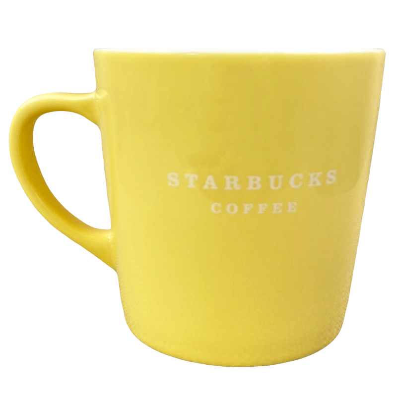 Starbucks Coffee White Lettering Yellow Mug 2004 Starbucks