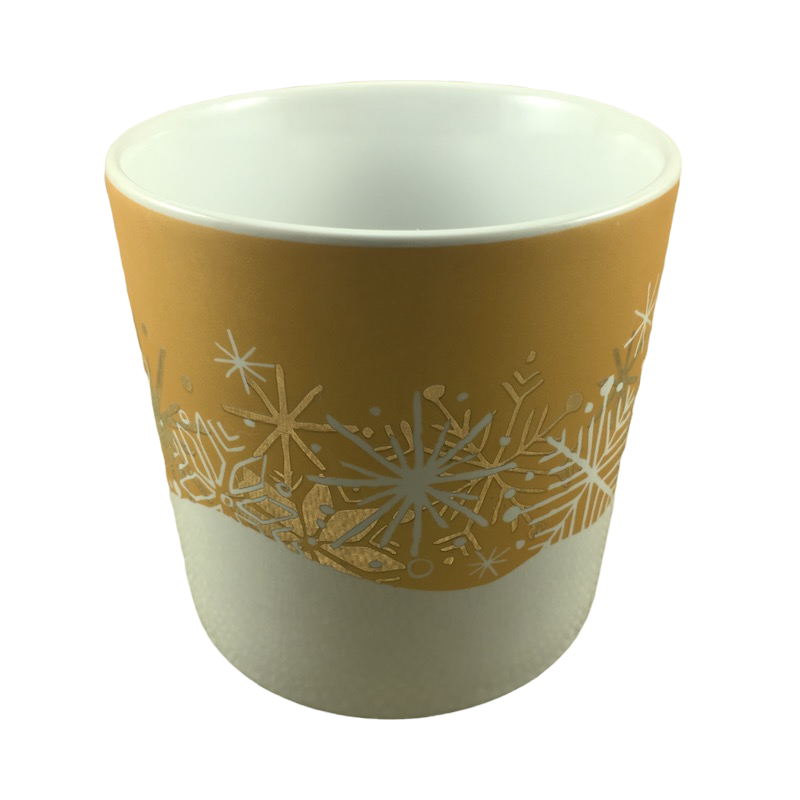 Peet's Coffee & Tea Gold And White Ornaments And Snowflakes 12oz Mug